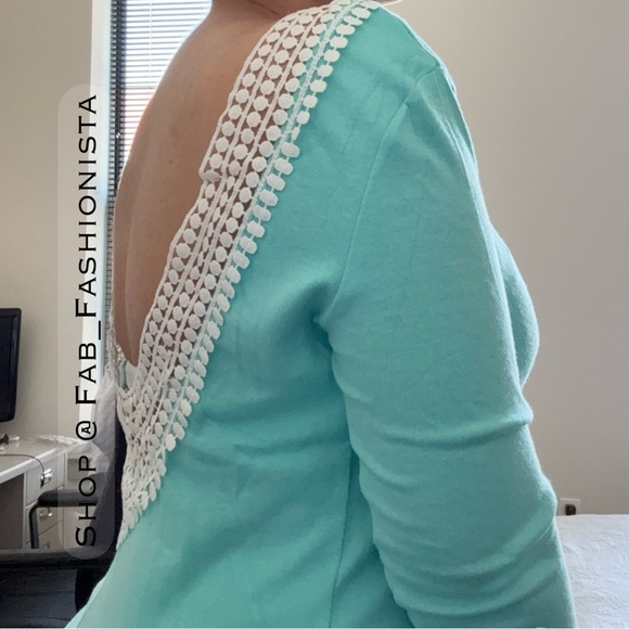 Low Back Tear Drop sweater Top Mint size Medium - Picture 7 of 11